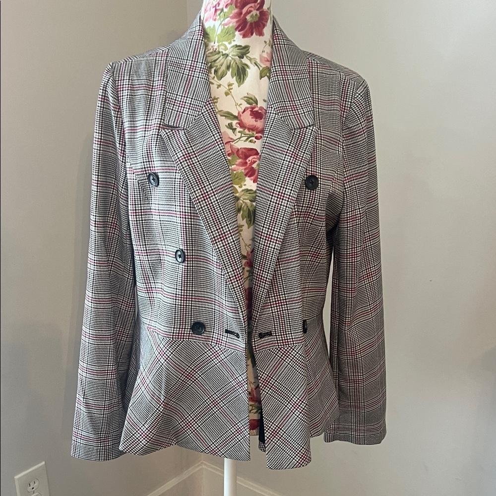 Cato Gray and Pink Plaid Blazer